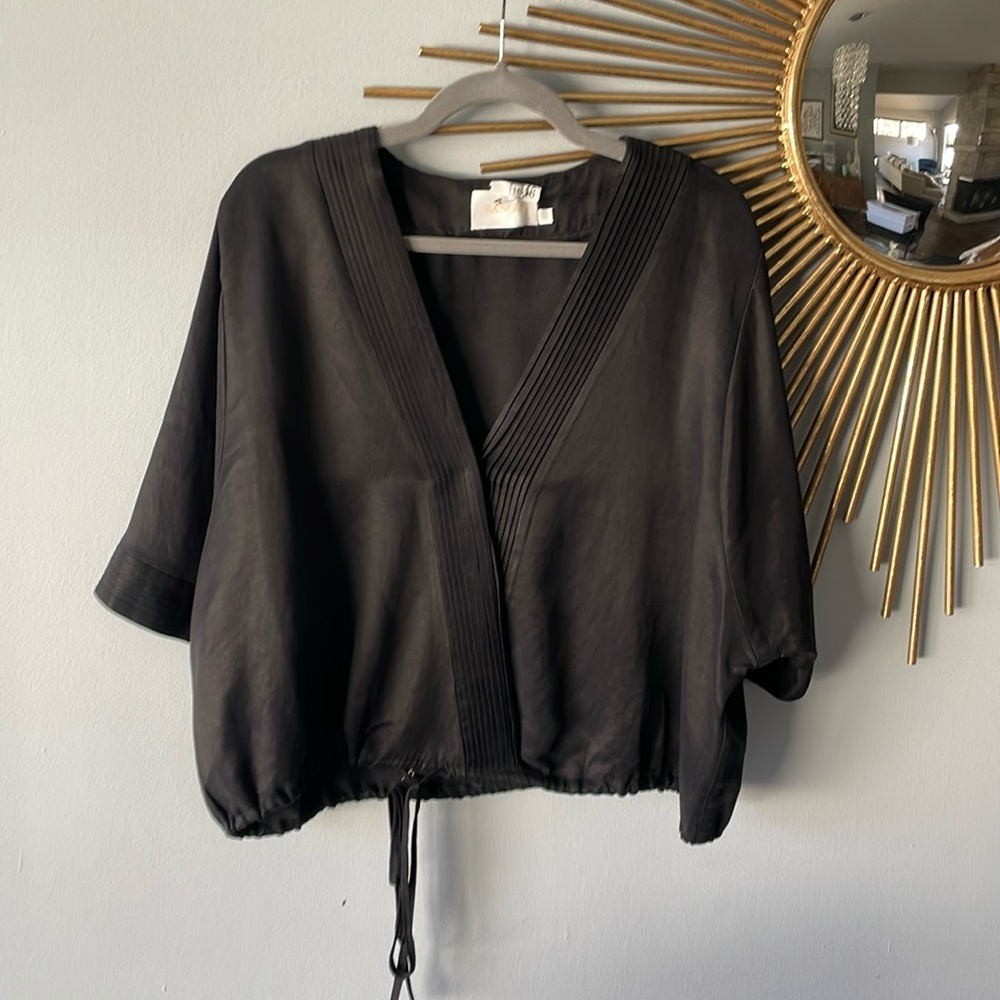 Sancia Cupro and Linen Oversized Top